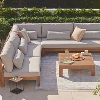 Ensemble de canapés de jardin en teck postmoderne de luxe sur mesure, écologique, durable, 6 pièces, mobilier d'extérieur imperméable