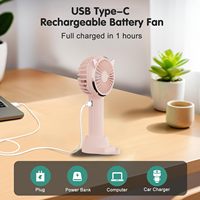 Mini oreille de chat personnel USB Rechargeable Portable ventilateur électrique intelligent avec support de téléphone lumière rvb pour voyage au bureau à domicile