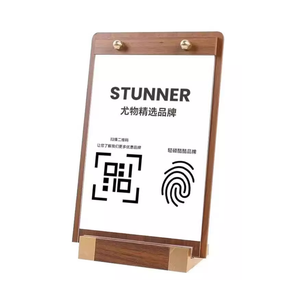 Деревянная настольная стойка для выставок на заказ деревянная подставка для вывесок мини-стенды с наклоном мини-держатель для ценника с акриловым покрытием - Product Image 3