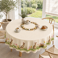 Nappe Moderne en Polyester Lapin de Pâques et Œuf – Lavable, Réutilisable, Écologique pour Événements, Fêtes et Décoration Intérieure