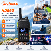 Radio bidirectionnelle portable Anysecu HD560 NA EU 4G LTE Cat1 PoC avec carte SIM, plateforme Real-PTT, GPS et prise en charge des appels téléphoniques