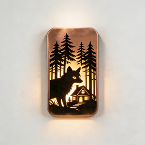 Barra de Cobre Coleccionable de Alta Calidad con Diseño Personalizado Grabado, Escena de Cabaña en el Bosque con Zorros, Regalo Festivo, Decoración Natural - Product Image 2