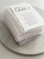 Cartes de numéros de table en acrylique avec bordure en dentelle blanche pour mariage et anniversaire, personnalisables avec les noms des invités, style européen élégant, cartes de plan de table pour