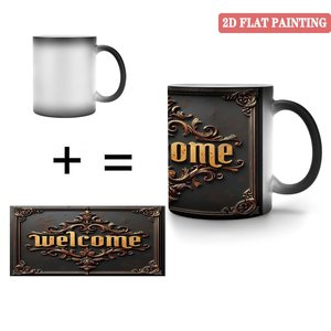 Tasse murale en céramique 11oz noire givrée, mug à thé magique changeant de couleur activé par la chaleur - Product Image 4