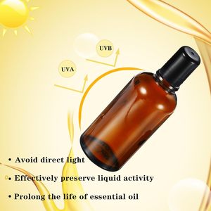 Fine Mist Sprayers 4 oz Amber Boston Round Glass <b>Bottles</b> <b>Empty</b> <b>Spray</b> Atomizer for Essential Oils Aromatherapy Cosmetic <b>Sprays</b> - Product Image 3