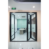 Portes pliantes en aluminium à double vitrage isolées thermiquement pour balcon AMJ House, portes coulissantes à rupture de pont thermique NFRC, porte de patio extérieure