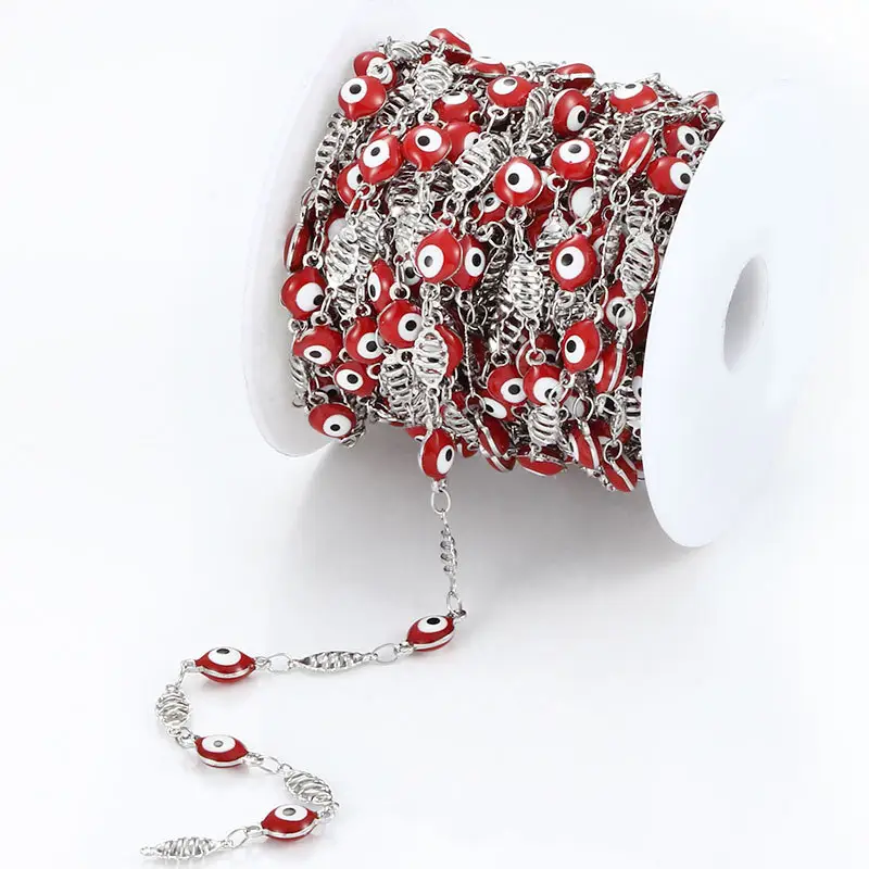 Chaîne en acier inoxydable Demon Eye Red anneau ovale épissé bricolage collier bracelet Hop accessoires européens et américains