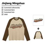 T-shirt à manches longues raglan color block ODM pour homme, style gothique avec strass thermocollés, en coton ample, pour le printemps et l'automne, idéal pour le streetwear quotidien et le hip-hop