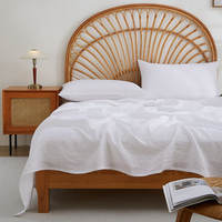 Ensemble de literie 4 pièces en lin 100% tissé simple, lavé à la pierre, drap plat, vente en gros, directement du fabricant HFW