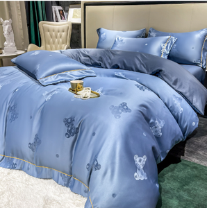 Nouvel ensemble de literie 4 pièces en satin jacquard imprimé effet soie glacée, style drap-housse, doux pour la peau, écologique, vente en gros - Product Image 6