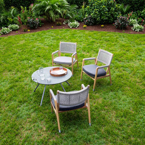 Sillas de Jardín para Exteriores, Muebles de Madera de Teca, Sillas de Bistró, Tejidas con Cuerda, Apilables, para Patio, Comedor, Restaurante - Product Image 2