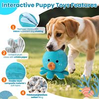Jouet interactif pour chien : balle rebondissante et musicale avec mode silencieux pour chiens (version améliorée Octopus)