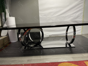 Yeni tasarım lüks büyük 6/8 koltuklu uzun masa lüks yemek odası mobilyası <span class=keywords><strong>Metal</strong></span> bacak Oval dikdörtgen şekli yemek masası seti - Product Image 6
