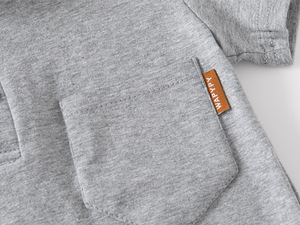 <span class=keywords><strong>Polo</strong></span> tricoté décontracté à manches courtes pour garçons, haut uni pour enfants avec étiquette de poche, col rabattable tendance - Product Image 6