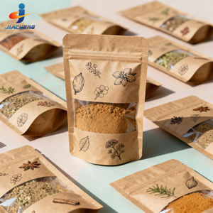 Sacs en papier kraft refermables avec fermeture éclair, impression personnalisée, 100g 250g, pour emballage d'épices au chili et à l'ail, sacs en plastique avec fenêtre transparente - Product Image 3