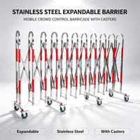 Barrière de sécurité mobile extensible en acier inoxydable avec roulettes pour le contrôle des foules - Vente en gros