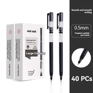 Deli 33003 Large Capacity Gel 40 Signature Pens Student Exam Large Capacity Pen Water Black 0.5 Student Black Pen Disposable