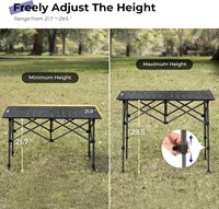 Table de camping extérieure réglable en hauteur Byliable, portable, en acier au carbone, avec sac de transport, pour pique-nique, barbecue et utilisation en terrasse