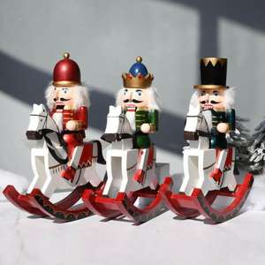 Schiaccianoci Decorativo 30cm, Ornamenti in Legno, Cavallo a Dondolo, Cavallo da Guerra in Legno, Schiaccianoci - Product Image 1