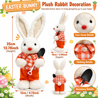 Figurine Lapin de Pâques en Peluche Pafu, Décoration de Table Printanière pour la Maison avec Accessoire Carotte et Fleur, Cadeau de Pâques