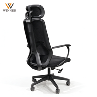 Chaise de bureau ergonomique moderne pivotante à dossier haut en maille, réglable, avec appui-tête fixe et soutien lombaire, idéale pour l'école