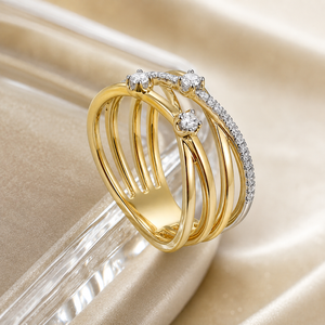 Anello Crossover Bicolore per Donne, Elegante Gioiello da Dito alla Moda - Product Image 5