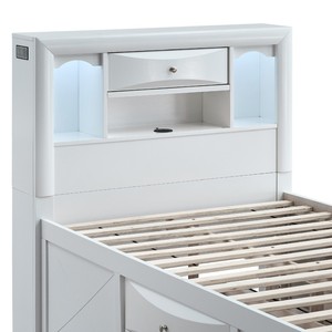 Lit enfant blanc avec tiroirs et étagère de tête de lit pour chambre à coucher - Product Image 4