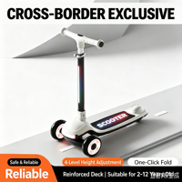 Trottinette pliable en alliage d'aluminium à 3 roues pour enfants, avec frein arrière, roues en PU réglables, pour filles et garçons, idéale pour l'extérieur