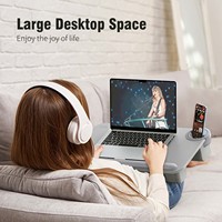 Bureau pour ordinateur portable Bureau pour ordinateur portable en cuir Bureau pliable ergonomique lavable avec coussin doux et support pour tablette