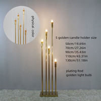 Accessoires de décoration de mariage et d'événements : Centres de table transparents pour bougies, chandeliers, lampadaires dorés, fournitures de fête