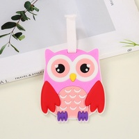 Étiquette de bagage créative en PVC souple pour enfants, motif animal de dessin animé, étiquette nominative pour valise, pendentif d'identification, sangle anti-perte