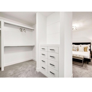 Hot <b>Sale</b> Custom Modern White Walk In Closet Wardrobe Built In <b>Drawers</b> Storage Cabinet With Hanging Rail System - Product Image 1