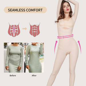 S-SHAPER infuso di caffeina manica lunga senza soluzione di continuità Shapewear corsetto per grandi donne traspirante leggero controllo body per adulti - Product Image 3