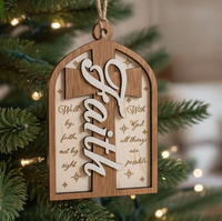Decorazioni Natalizie 3D in Legno a Forma di Croce, Arco di Chiesa, Fede, Speranza, Amore, Ornamenti Appesi, Decorazioni Religiose Tagliate al Laser