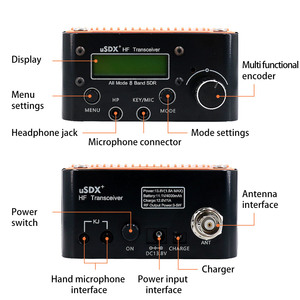 Transceiver SDR USDX+Plus V2 8-Band HF SSB QRP LCD dengan Speaker dan Mikrofon