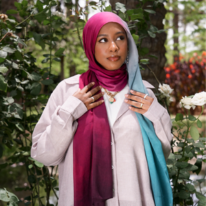 Date Aquarelle Ombre Marbre Imprimer Modal Hijab Foulards Style Traditionnel pour les Femmes Musulmanes en Malaisie - Product Image 2