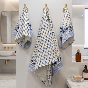 Ensemble de serviettes de bain en coton gaufré brodé floral à séchage rapide pour la maison et la salle de bain – Offre Spéciale - Product Image 1