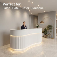 Comptoir de réception moderne blanc durable avec éclairage LED, vente en gros OEM, sur mesure pour salon de beauté, hôtel, hôpital, directement de l'usine