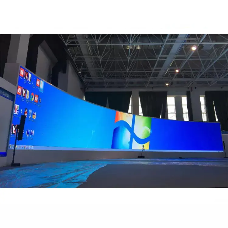 Gebogen Draagbare Podium Verhuur Slim Led Scherm Stage Achtergrond Led Video Wall Verhuur Opknoping Gebogen Led Display