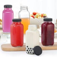 Bouteille en verre à prix avantageux de 250, 350, 500 ml pour jus de noix de coco, lait japonais, boissons à remplissage à chaud, articles de fête avec bouchon en plastique