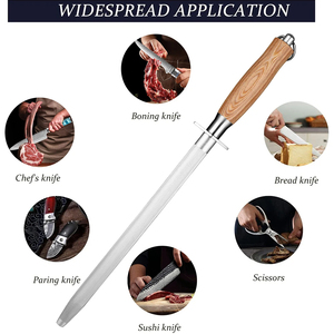 Tige d'affûtage de couteaux en acier affûté Bâton d'affûtage de couteaux en acier au carbone de qualité supérieure de 12 pouces, facile à utiliser pour les couteaux et les tiges tranchantes - Product Image 3