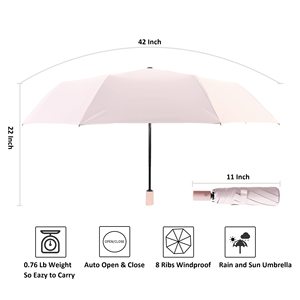 Vente en gros Petit <span class=keywords><strong>parapluie</strong></span> de voyage protection UV <span class=keywords><strong>Compact</strong></span> pour la pluie et le soleil UPF 50 + 41 pouces <span class=keywords><strong>Parapluie</strong></span> portable pour femmes et hommes - Product Image 3