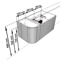 Meuble-lavabo mural flottant en noyer foncé rainuré, design incurvé vertical, avec vasque intégrée, pour salle de bain moderne
