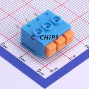 XY118-5.0-3P Spring Terminal Block Through hole Component (THT),P=5mm Connector 1x3P 5mm Blue 3P - Product Image 1