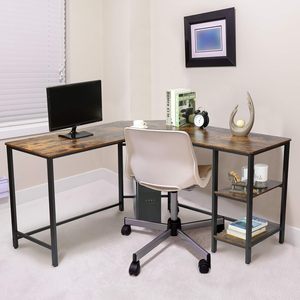 Góc viết bàn với kệ lưu trữ cho máy trạm nghiên cứu L hình máy tính bàn cho văn phòng nhà - Product Image 3