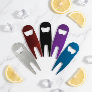 Vente en gros de fourchettes à <span class=keywords><strong>golf</strong></span> en acier inoxydable de 11 cm, ouvre-bouteille portable, ouvre-bière manuel avec logo gravé au laser personnalisé - Product Image 3