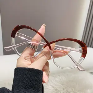 Vintage Oversized Cat Eyeglasses Frame 2024 Anti Reflective Blue Light Oval Fashion Custom Prescription Glasses Female Women