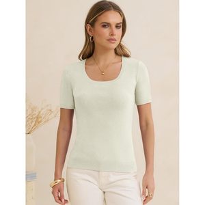 Suéter de Punto de Manga Corta para Mujer FOXA, Cuello Redondo, Informal, Básico, Suave, para Verano, Ropa de Trabajo, Primavera 2026 - Product Image 4