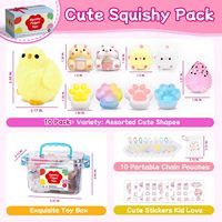 Lot de 10 jouets sensoriels Taba Squishy avec autocollants mignons - Anti-stress pour enfants de 4 à 8 ans, 8 à 10 ans, 8 à 12 ans - Cadeaux de fête et d'anniversaire