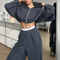 Ensemble de survêtements en coton avec logo personnalisé, sweat-shirts à fermeture éclair pour femmes, survêtements oversize pour femmes, 2 pièces, streetwear, vêtements de détente